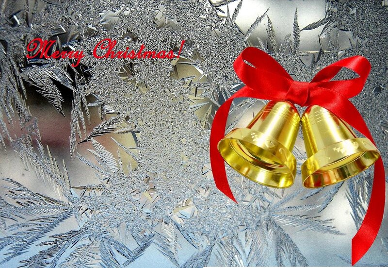 Golden Bells with Red Ribbon — Gold, Festive