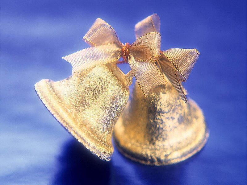 Golden Bells with Ribbon — Gold