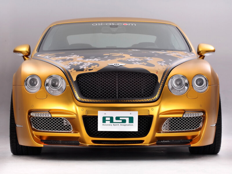 golden Bentley with custom graphics