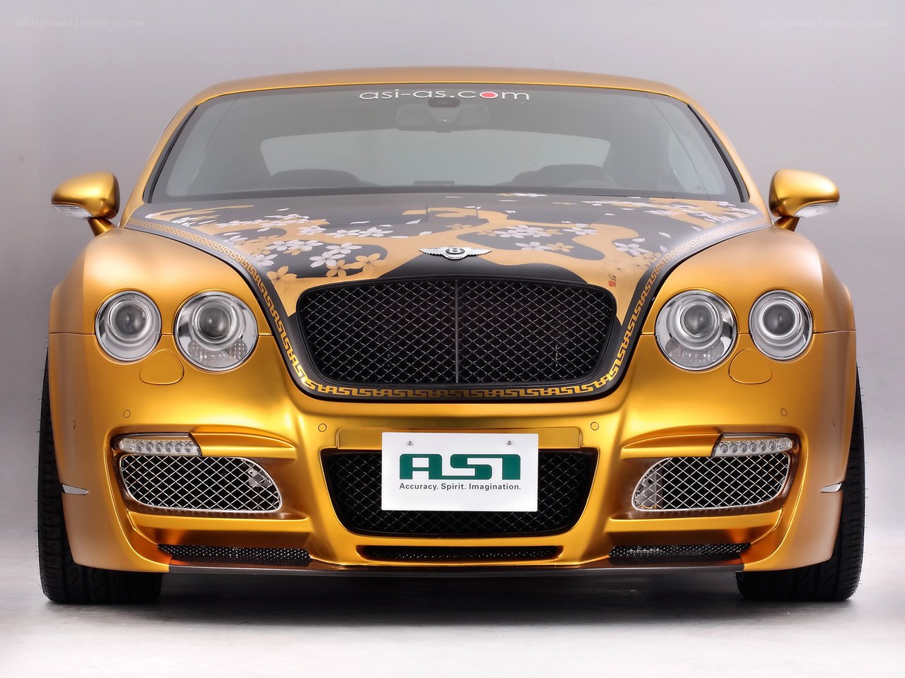 golden Bentley with custom graphics