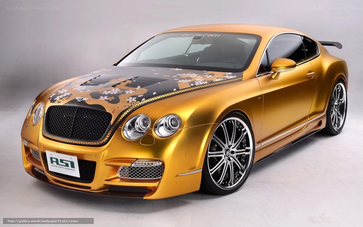 golden bentley with custom graphics