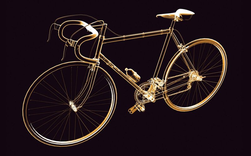 Golden Bicycle Outline — Gold