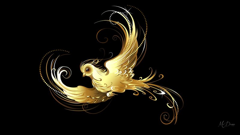 Golden Bird in Flight — Gold