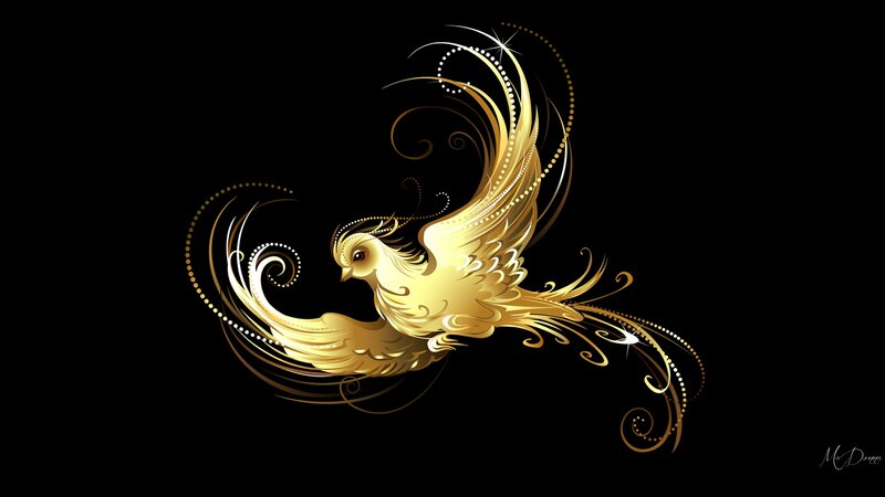 Golden Bird in Flight