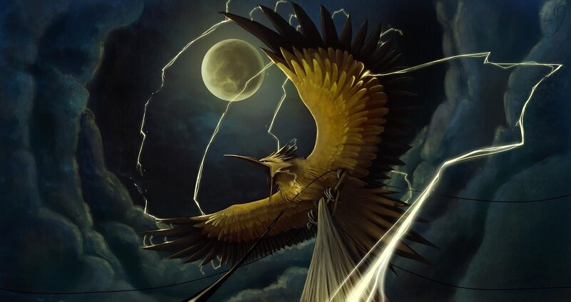 Golden Bird in Storm