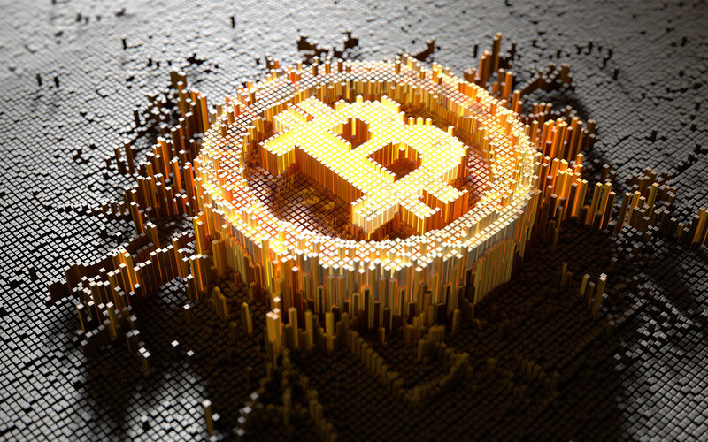 Golden Bitcoin Coin — Gold, Dramatic