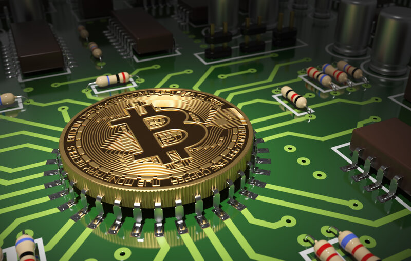 Golden Bitcoin Coin — Green