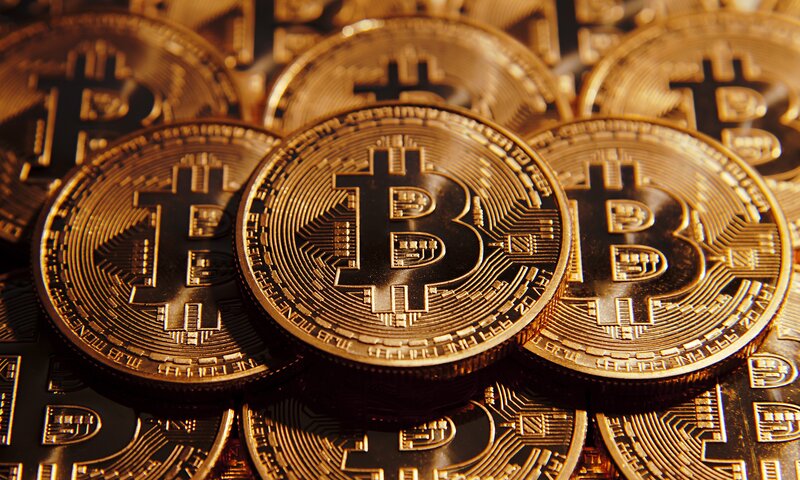 Golden Bitcoin Coins — Gold