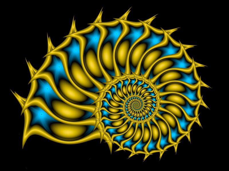 golden blue fractal spiral