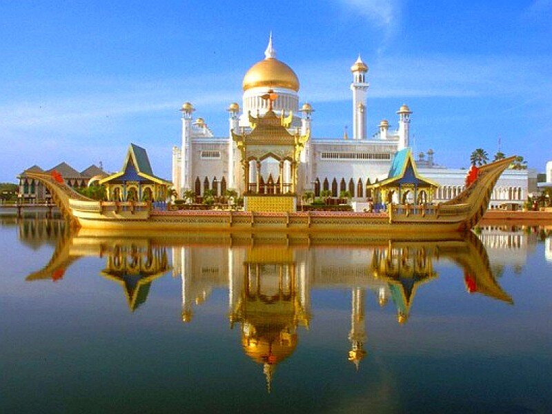 Golden Boat with Mosque — Blue, Serene