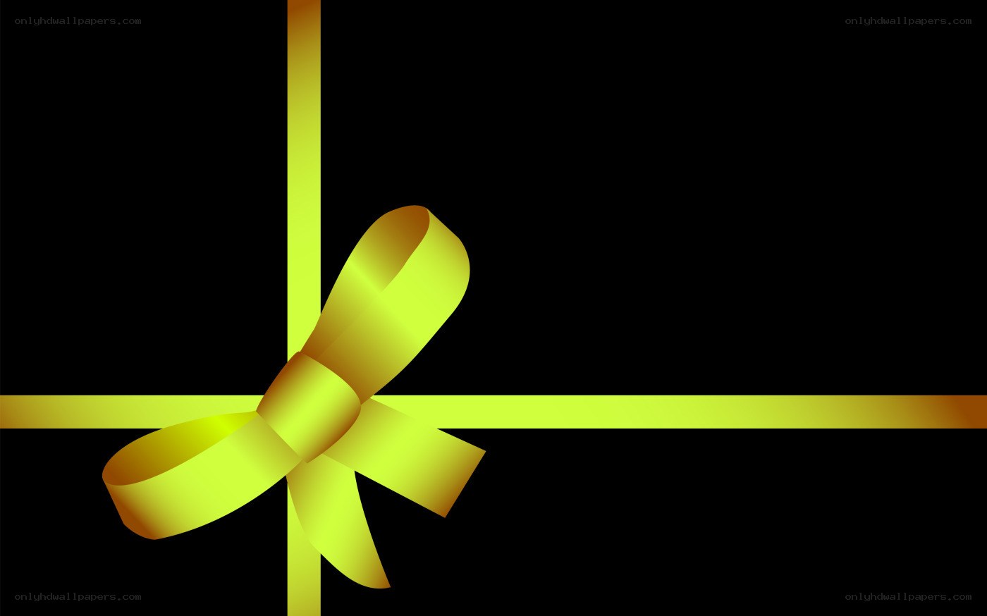 golden bow on black background