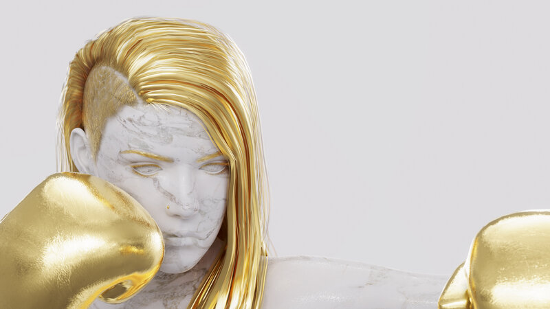 Golden Boxing Statue