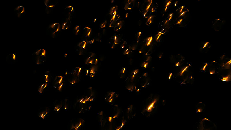 golden bubbles floating in darkness