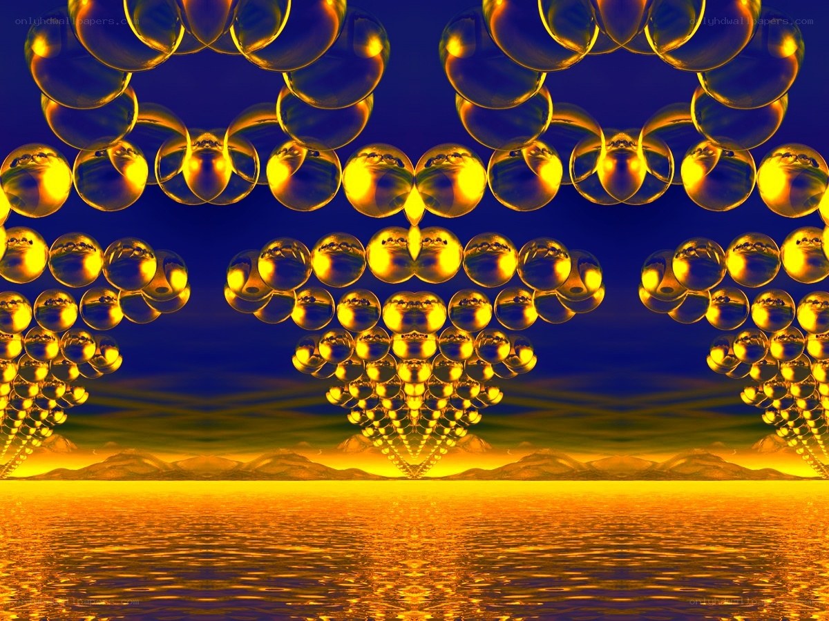 Golden bubbles over water