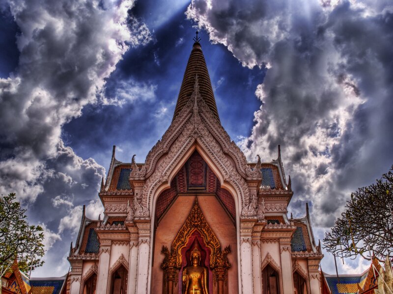 Golden Buddha Statue — Blue