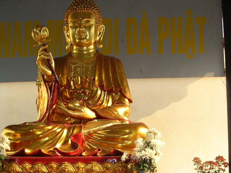 Golden Buddha Statue — Gold, Serene, Afternoon, Photograph, Lotus Flower