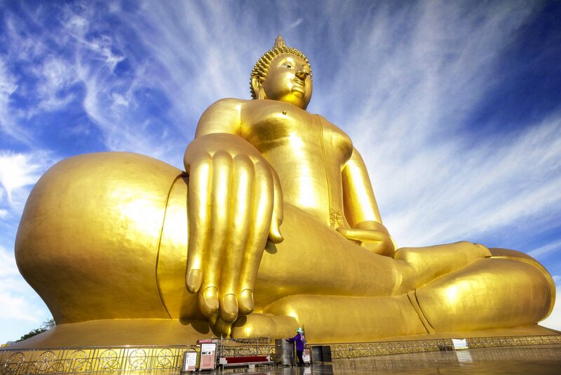 Golden Buddha Statue — Gold, Serene, Afternoon, Photograph, Sky