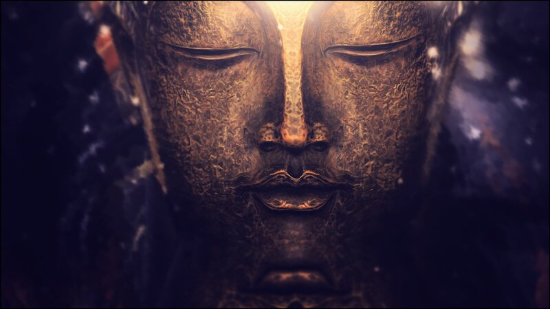 Golden Buddha Statue — Gold, Serene, Digital Art