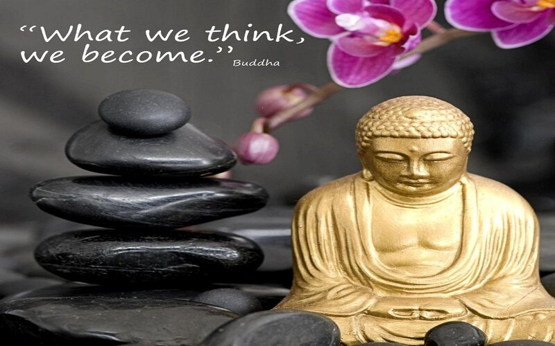Golden Buddha Statue — Gold, Serene, Photograph, Black Stones