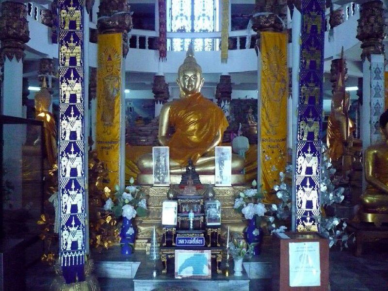 Golden Buddha Statue — Gold, Serene, Photograph, Flowers