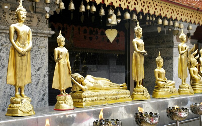 Golden Buddha statues at temple