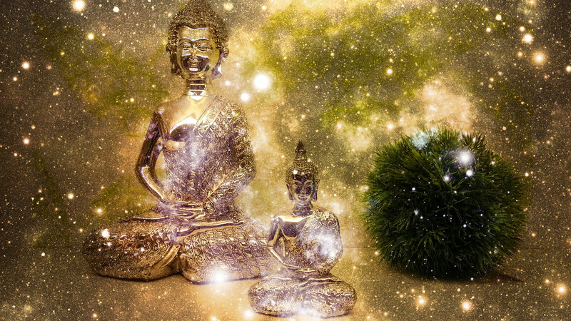 Golden Buddha Statues — Gold, Serene, Digital Art