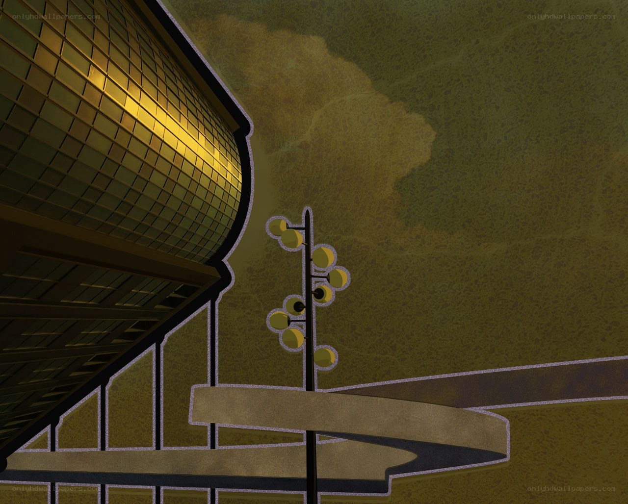 golden building at night