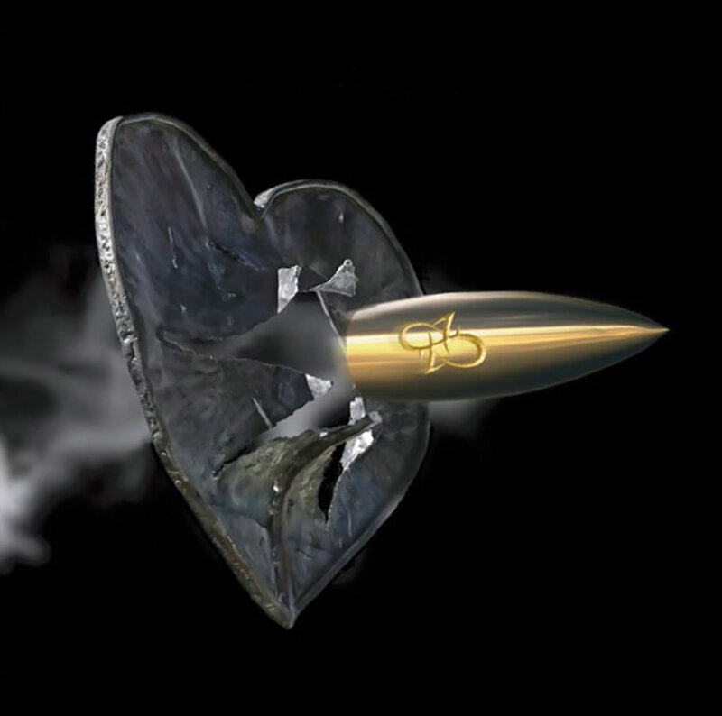 Golden Bullet Piercing Heart