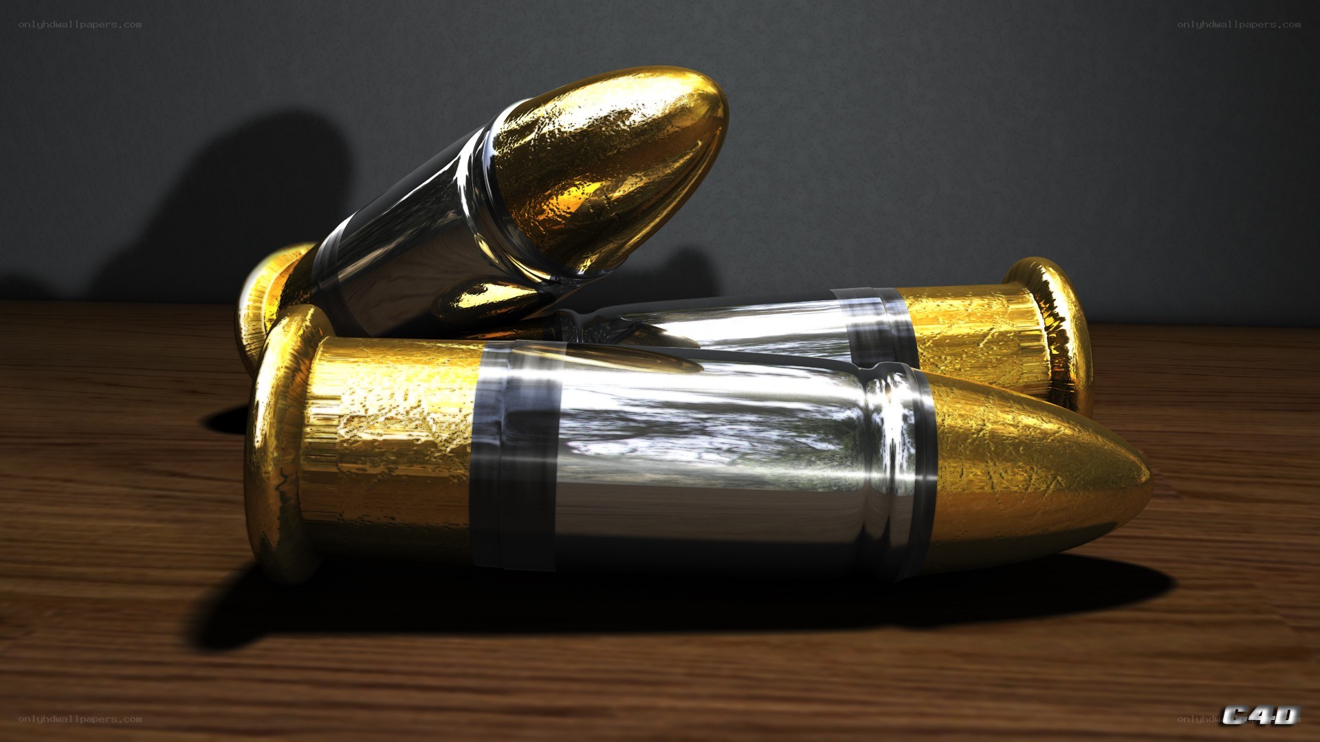 golden bullets on wood