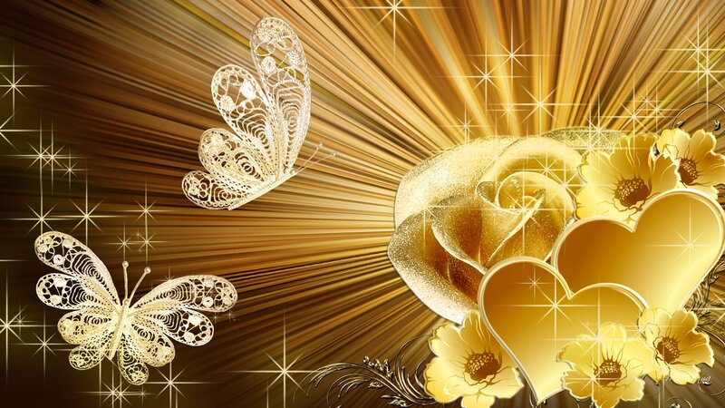 Golden Butterfly and Rose