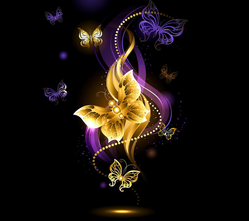 Golden Butterfly Design — Black