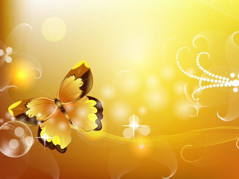 Golden butterfly on radiant background