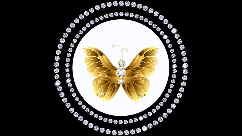 Golden Butterfly with Diamonds — Gold