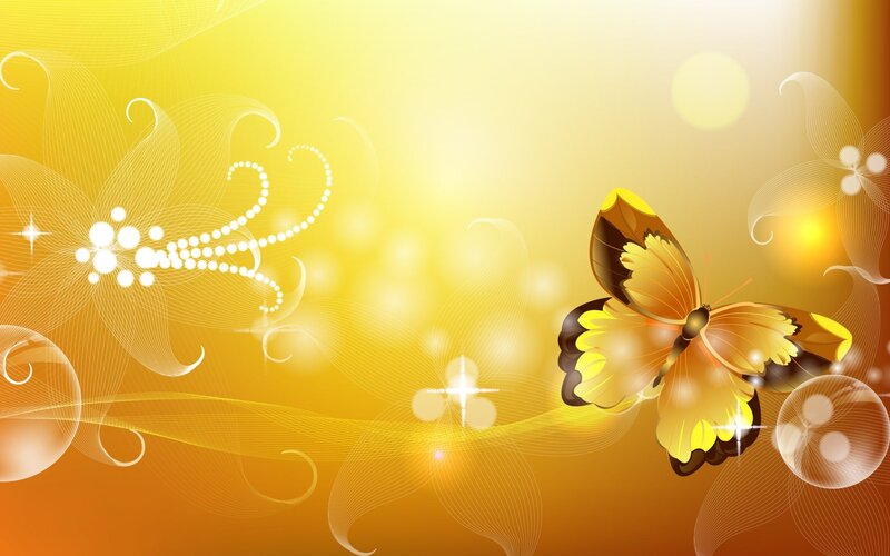 Golden butterfly with floral swirls