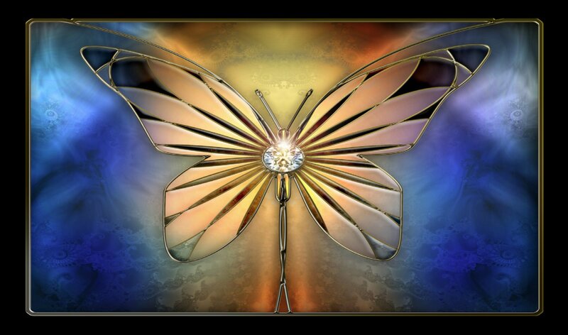 Golden Butterfly with Gem