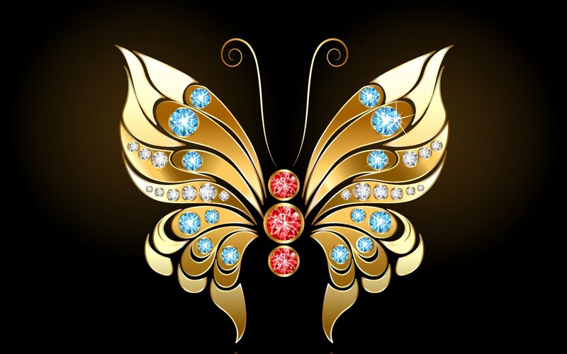 Golden Butterfly with Gems