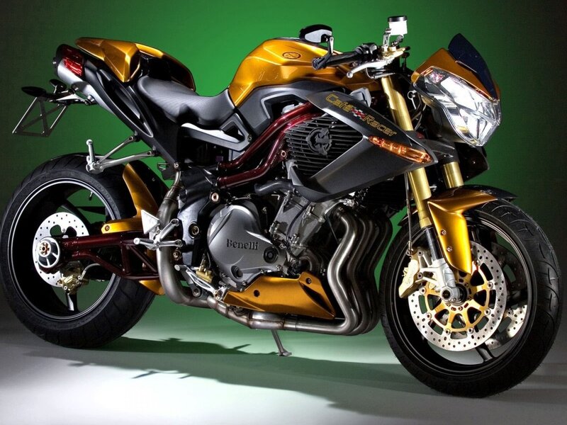 Golden Cafe Racer Motorcycle — Gold, Dramatic
