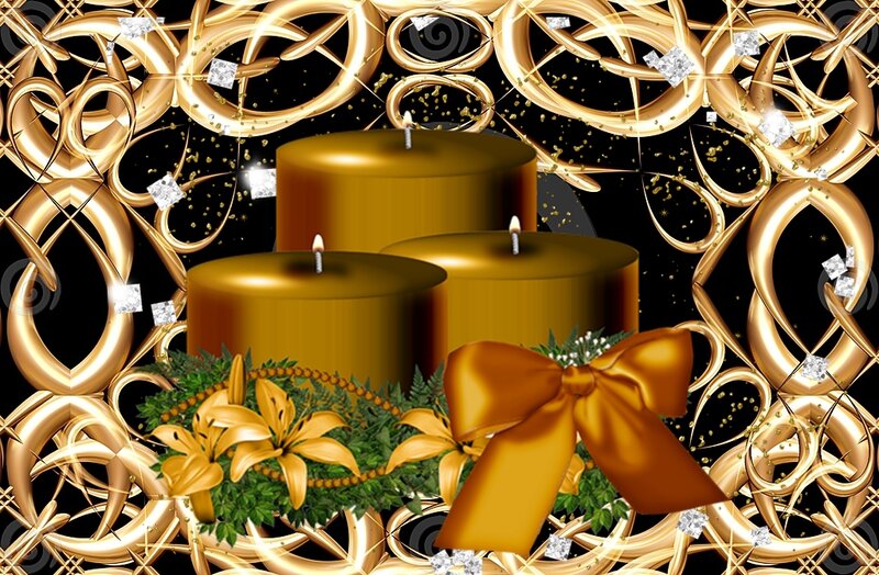 Golden Candles and Bow
