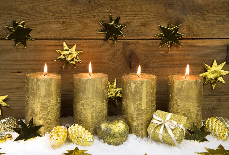 Golden Candles and Ornaments — Gold