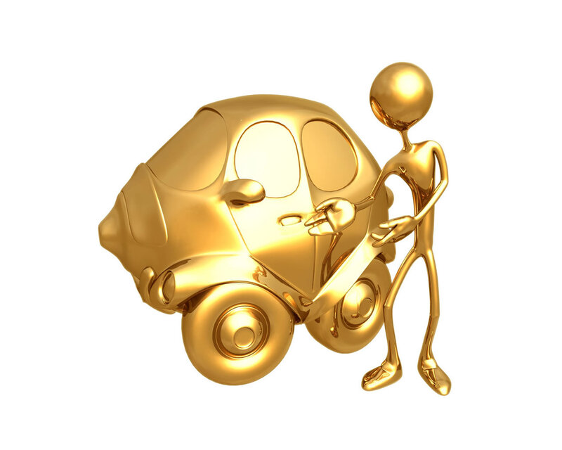 golden car and figure