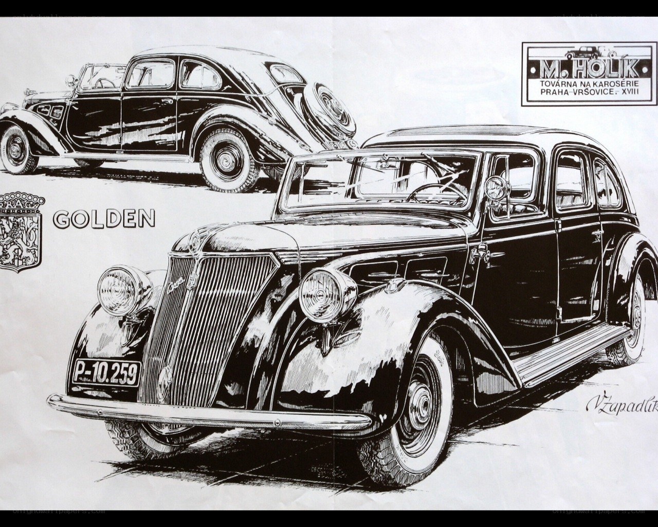 Golden car illustration