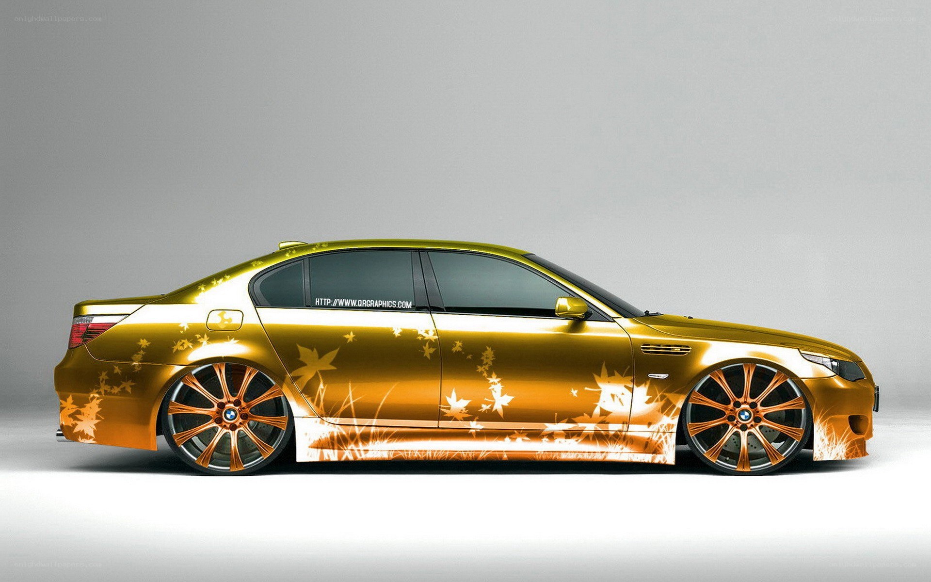 golden car with leaf design