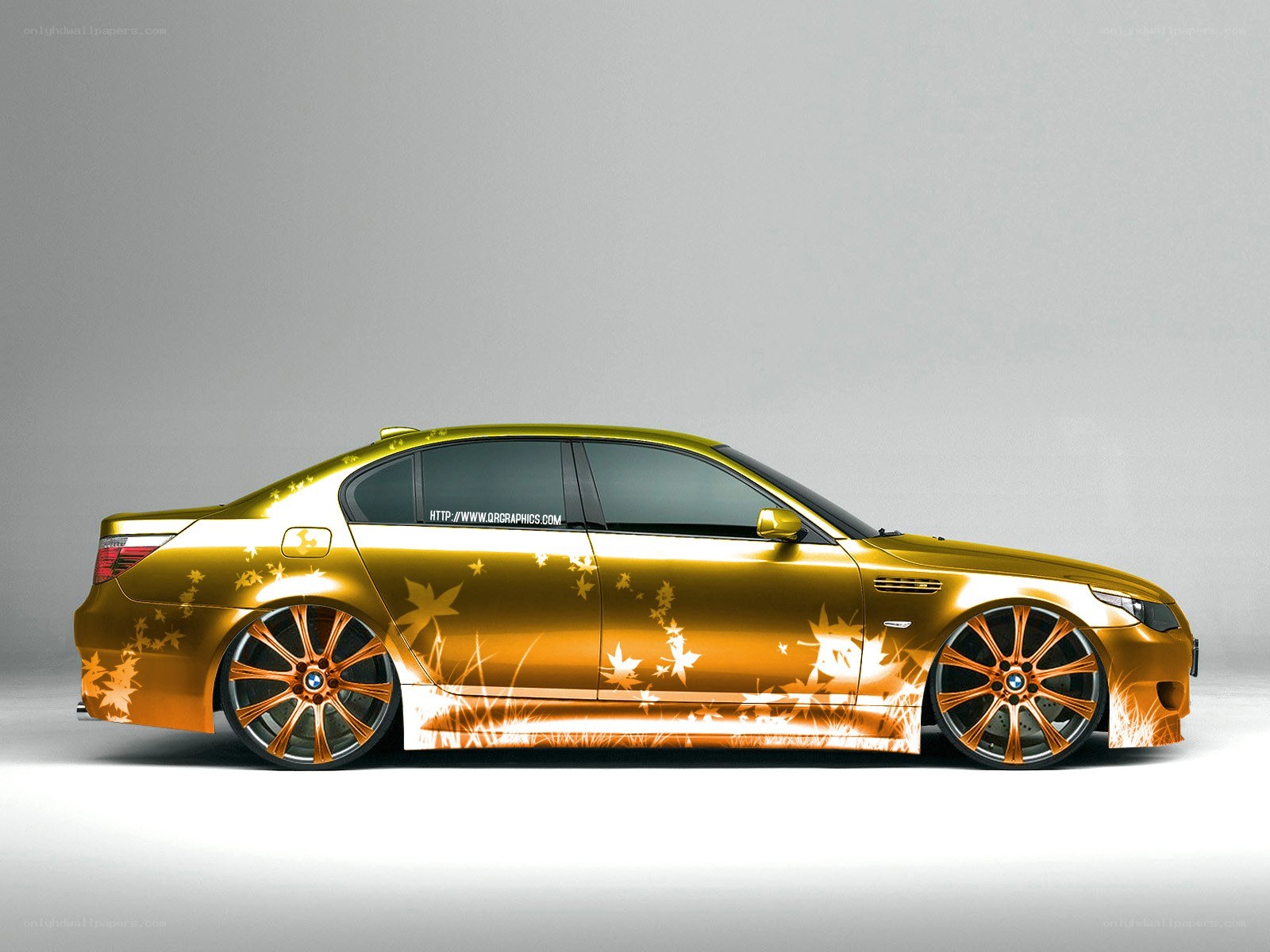 golden car with leaf design