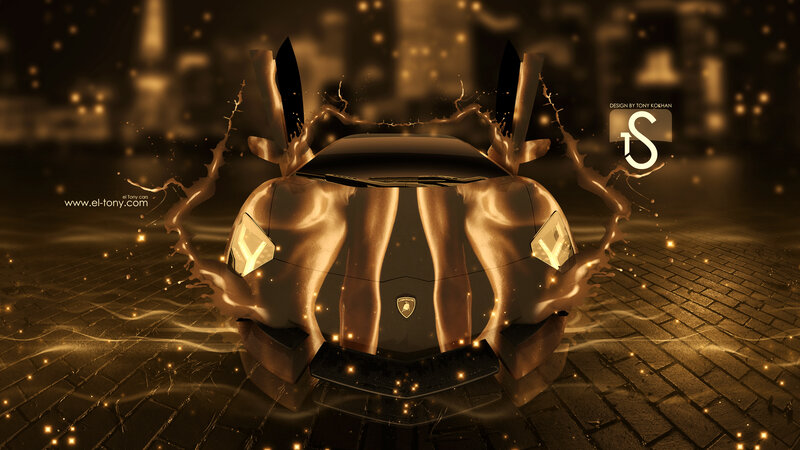 Golden Car with Liquid Effect