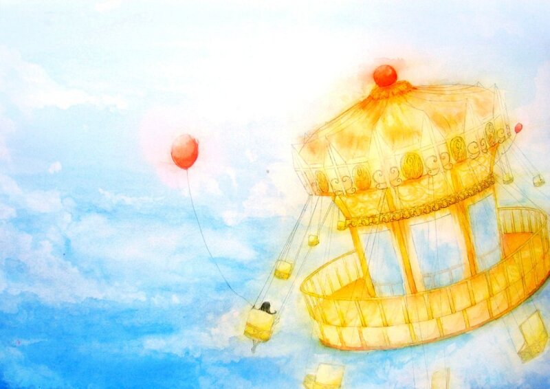 Golden Carousel in Sky
