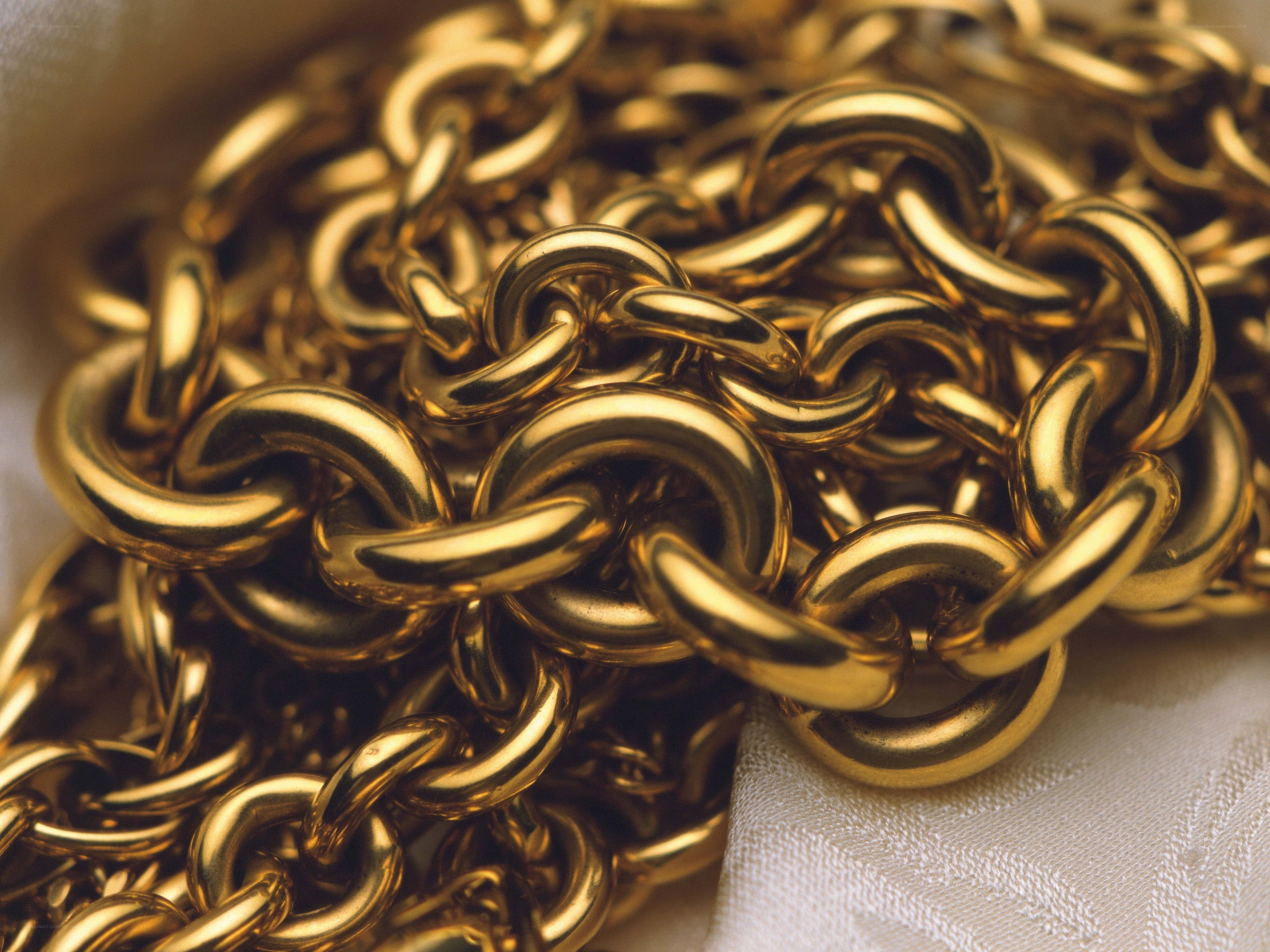 golden chain on fabric