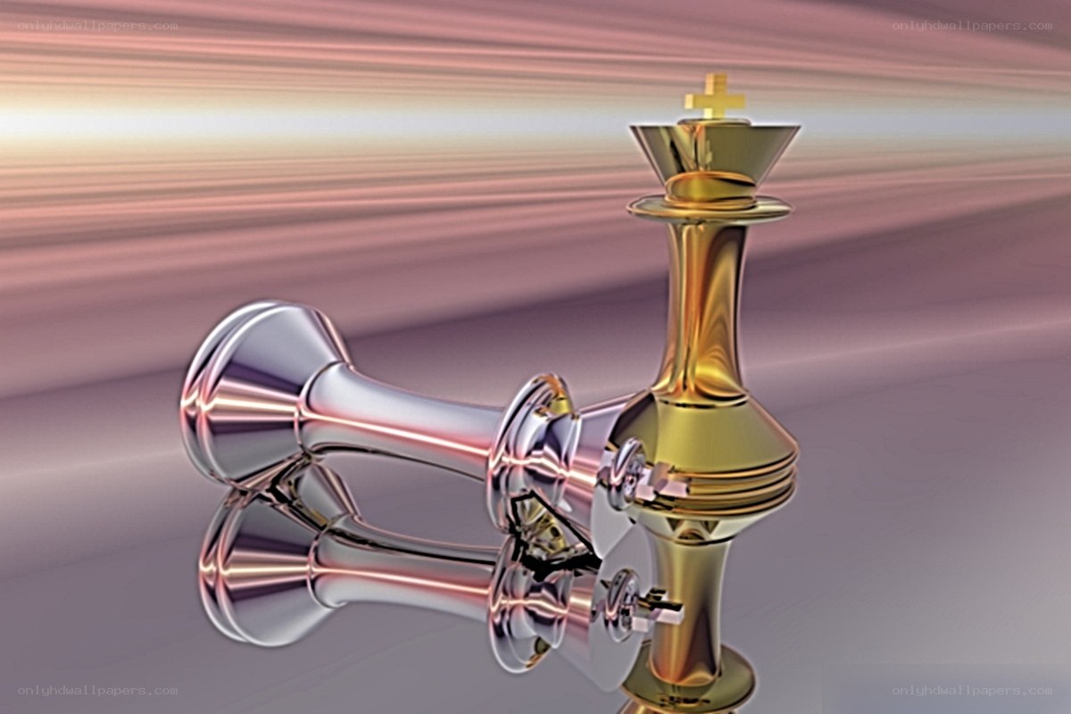 Golden chess king standing tall