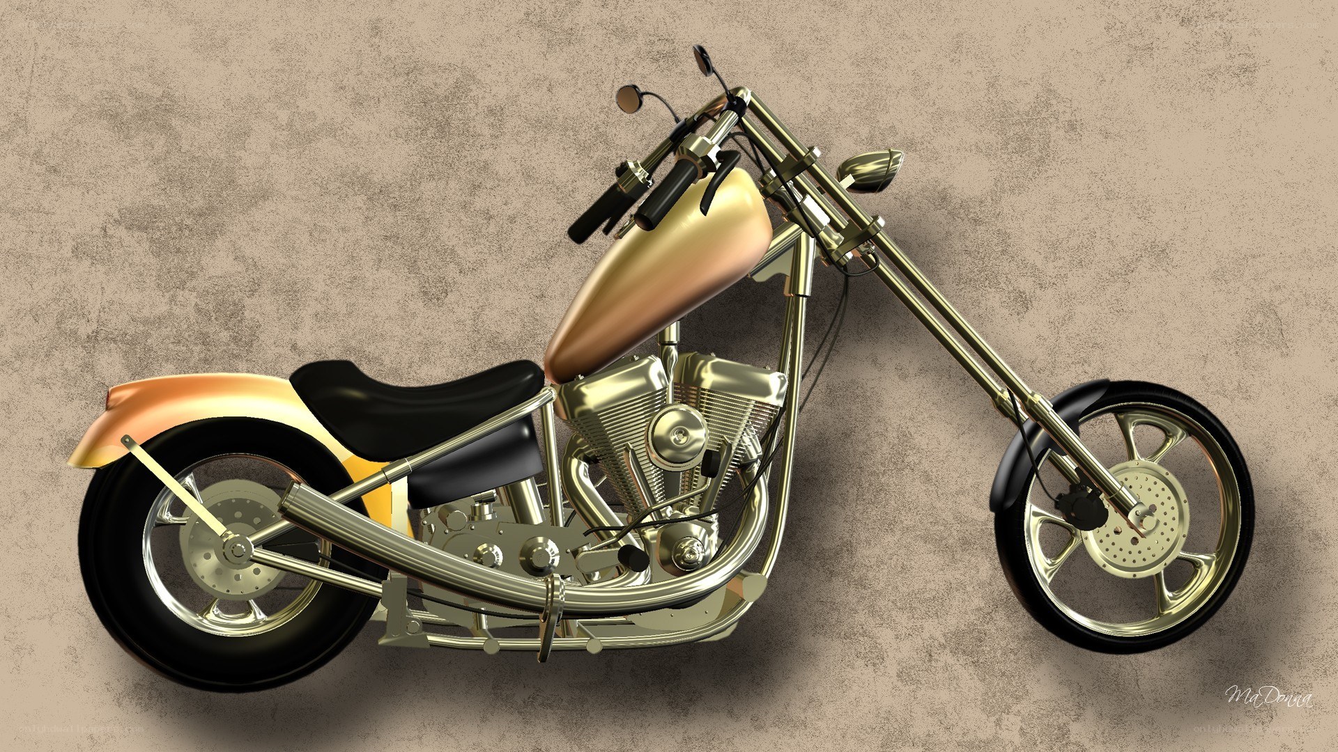 golden chopper motorcycle