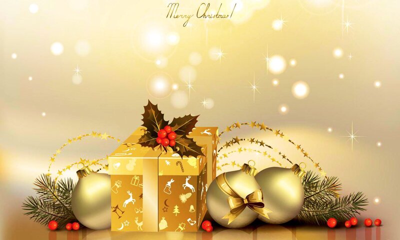 Golden Christmas Gift Box — Gold, Festive