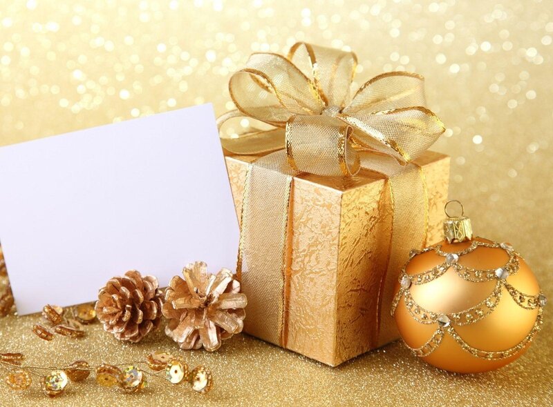 Golden Christmas gift box